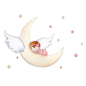 Vinilo Decorativo Durmiendo En La Luna La Nanita